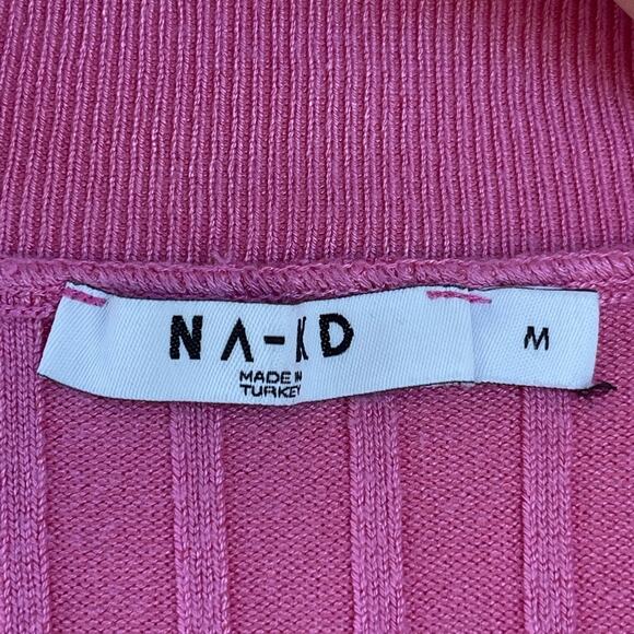 ☘️ NA-KD Fashion Turtleneck Ribbed Knit Sweater in Bright Pink, M - Picture 6 of 14